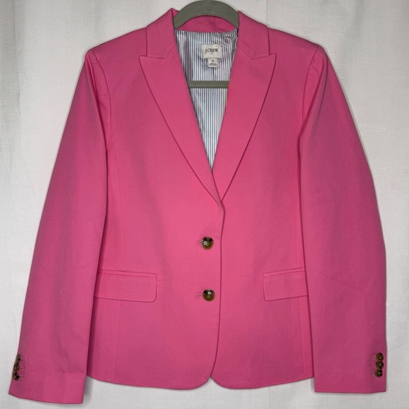 J. Crew Jackets & Blazers - J. Crew SMALL Bright Pink Cotton Two-Button Women's Blazer with Satin Liner